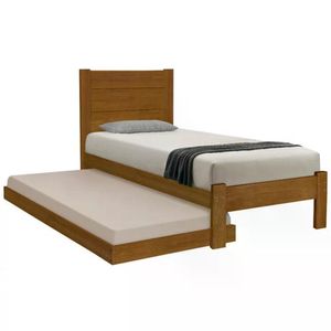 Cama Solteiro Com Auxiliar Madeira Maciça Lara Imbuia
