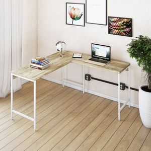 Mesa De Escritório Em L Estilo Industrial 135x140cm Active Carvalho - Est.branca