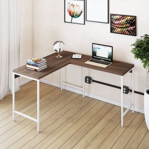 Mesa De Escritório Em L Estilo Industrial 120x140cm Active Nogal - Est.branca
