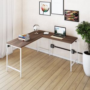 Mesa De Escritório Em L Estilo Industrial 135x140cm Active Nogal - Est.branca