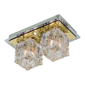 Plafon 219x125mm 2 Luzes Frost Gpft2102dopf Bronzearte Dourado