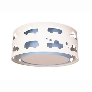 Luminária Infantil Plafon Carrinhos 40x16 Azul/branco