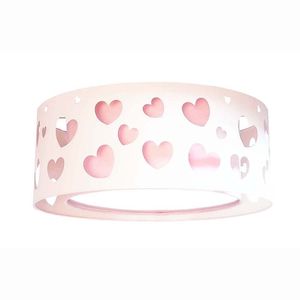 Luminária Infantil Plafon Corações Duplo Rosa 50x16 Rosa/branco