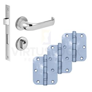 Kit Fechadura Externa Duna Imab + 3 Dobradiças C/red De Inox 3 ½ X 3