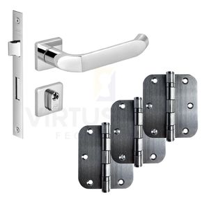 Kit Fechadura Externa Tera Imab + 3 Dobradiças C/red De Inox 3 ½ X 3