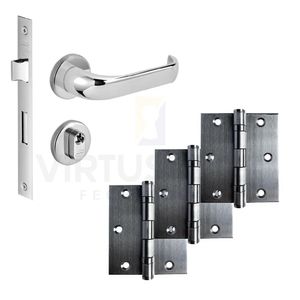 Kit Fechadura Externa Duna Imab + 3 Dobradiças C/reto De Inox 3 ½ X 3