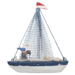 Miniatura Barco Navio De Madeira Veleiro Decoração Náutica ? 14,5cm