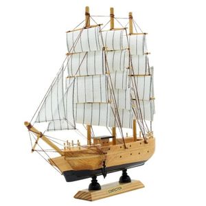 Miniatura Barco Navio De Madeira Veleiro Decorativo ? 22cm