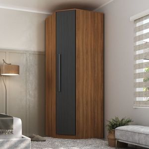 Guarda-roupa Casal Modulado 1 Porta ágata Yescasa Nogal/grafite