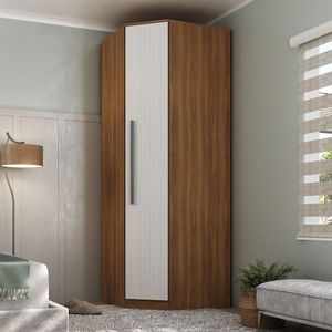 Guarda-roupa Casal Modulado 1 Porta ágata Yescasa Nogal/branco