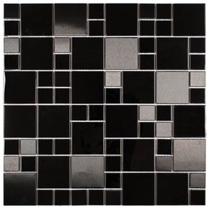 Pastilha De Metal Glass Mosaic Ax 14 Preto Com Cinza