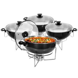 Kit 4 Rechaud Preto A álcool Com Tampa De Vidro 6,5l