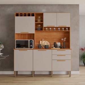 Armário De Cozinha 6 Portas 2 Gavetas New Topázio Cinamomo/off-white