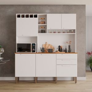 Armário De Cozinha 6 Portas 2 Gavetas New Topázio Branco