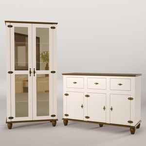 Balcão Buffet Retrô 3p 3g + Cristaleira Retrô 2p Off White- Nogueira