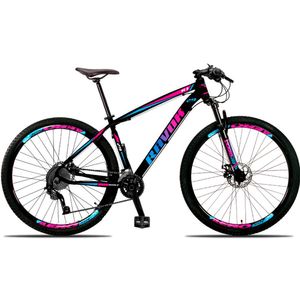 Bicicleta 24 Velocidades Aro 29 Alumínio Freio A Disco Cor:azul E Rosa;tamanho:17"