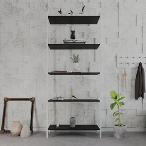 Estante Para Livros Industrial Aço Multiuso 5 Prateleiras 187x80cm Active Yescasa Preto ônix / Est.branca