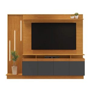Estante Home Ripado Absoluto Com Led Jcm Cinamomo - Grafite
