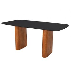 Mesa De Jantar Flora Tampo Vidro Laqueado 160x90cm Preto