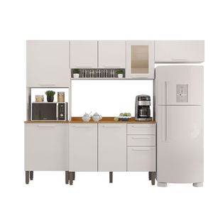Cozinha Completa New Valencia Vidro Reflecta 4 Pçs 8 Portas Branco