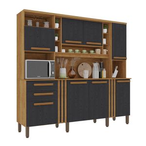 Armário De Cozinha Completo Acácia Salleto Cinamomo - Preto
