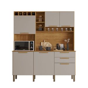 Armário De Cozinha New Topazio 6 Portas 2 Gavetas Salleto Cinamomo - Off White