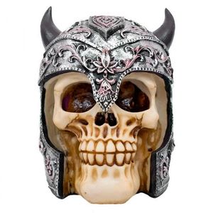 Enfeite Caveira Capacete Chifres Viking Crânio Resina