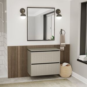 Gabinete Para Banheiro Com Espelheira Urban Móveis Bosi Argento-preto