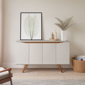Buffet Para Sala De Jantar 4 Portas 135cm Olive Off-white Fosco-natural