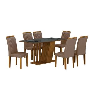Conjunto Sala De Jantar Com 6 Cadeiras Miami Yescasa Freijo-chumbo-camurça