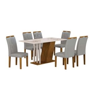 Conjunto Sala De Jantar Com 6 Cadeiras Miami Yescasa Freijo-off-prata