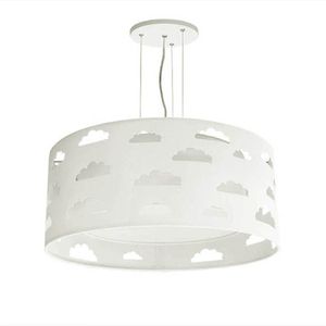 Lustre Infantil Luminária Pendente Nuvens Recortes Cinza 40x16 Cinza-branco