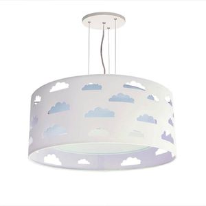 Lustre Infantil Luminária Pendente Nuvens Recortes 40x16 Azul-branco