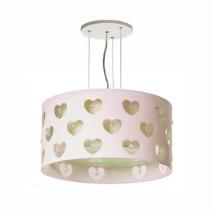 Lustre Infantil Pendente Corações Com Cristais 30x16 Cru-branco