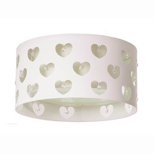 Luminária Infantil Plafon Corações Com Cristais 30x16 Cm Branco-branco