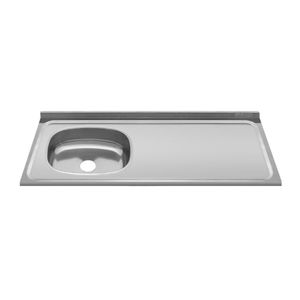 Pia De Cozinha De 120cmx53cm Deslocada Para Esquerda Concretada Sem Escorredor Bali Inox