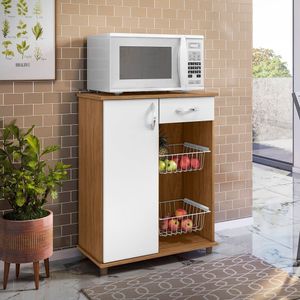 Fruteira Multiuso 1 Porta 1 Gaveta 2 Cestas Belize Freijo Trend-branco New