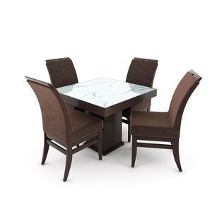 Conjunto De Mesa 100cm Com 4 Cadeiras Santiago Talismã Tabaco-branco