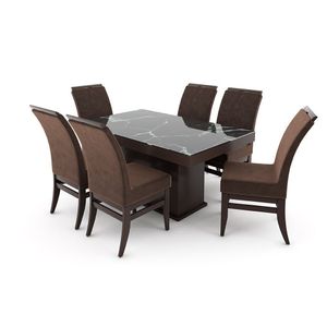 Conjunto De Mesa 160cm Com 6 Cadeiras Santiago Talismã Tabaco-preto