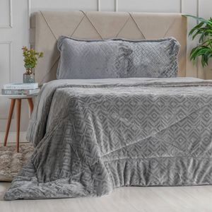 Edredom Solteiro Plush Sense New Dupla Face Toque Flannel Nanquim