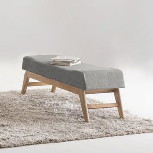 Puff Para Quarto 140cm Linho Requadro Horus Sofani Cinza/imbuia