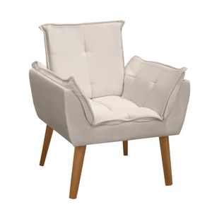 Poltrona Decorativa Para Sala De Estar Opala Viena Suede Cor:bege