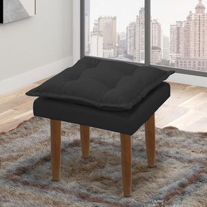 Puff Opala Retangular Sala E Quarto Bellamado Cor:preto