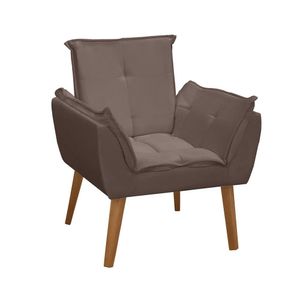Poltrona Decorativa Para Sala De Estar Opala Viena Suede Cor:marrom
