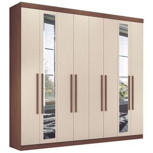 Guarda Roupa Casal Com Espelho 8 Portas Paris Jatobá Areia