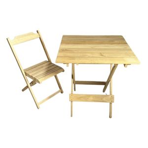 Mesa Dobrável Eucalipto Com 4 Cadeiras