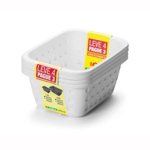 Conjunto De Cestos Pequenos 1,4l Branco 4pçs - Ordene