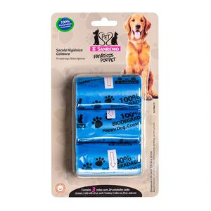 Conjunto De Sacolas Higiênicas Coletoras Pet Azul 4l - Sanremo