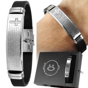Pulseira Pai Nosso Placa Aço Inox Prata Masculina + Caixa Estilosa Original Social Ajustavel Prata