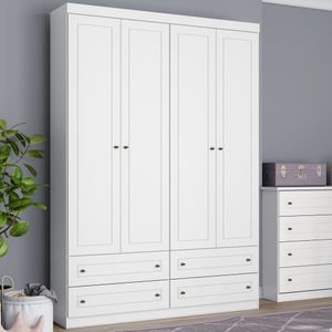 Guarda Roupa Infantil 4 Portas Americano Henn Branco Hp